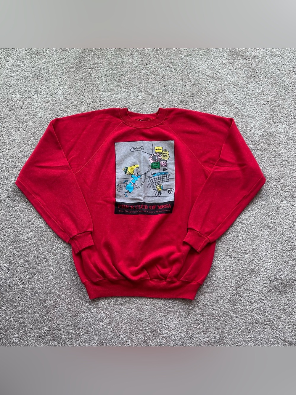 Vintage 80s Hanes Price Club of Mesa AZ Graphic Sweatshirt Red XL Made in USA